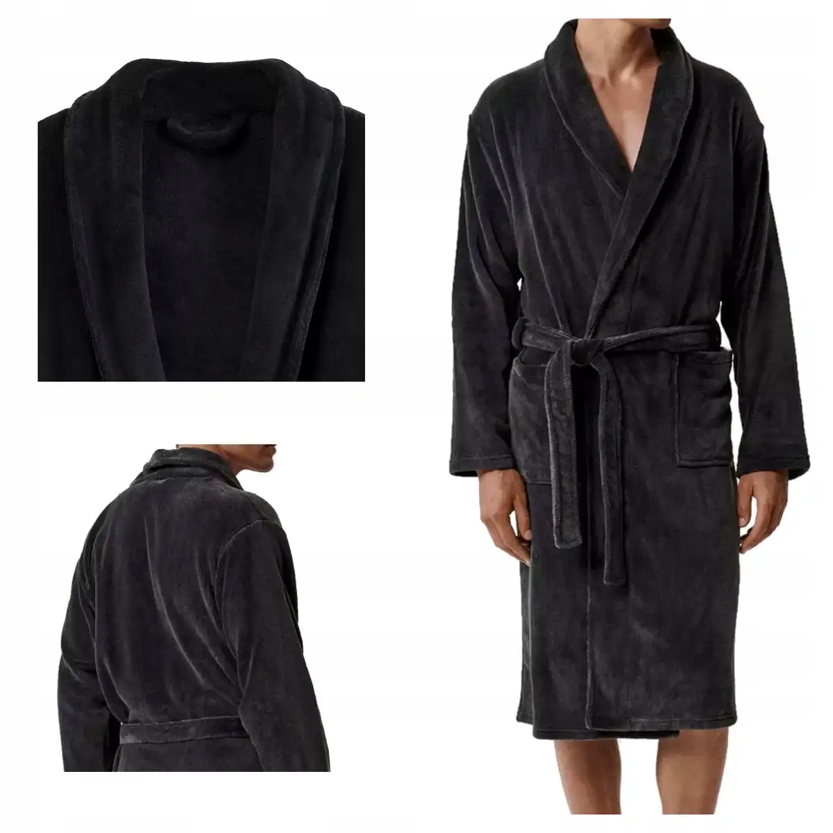 Atlantic Pánský zavazovací pohodlný teplý župan 002 šedý M/L