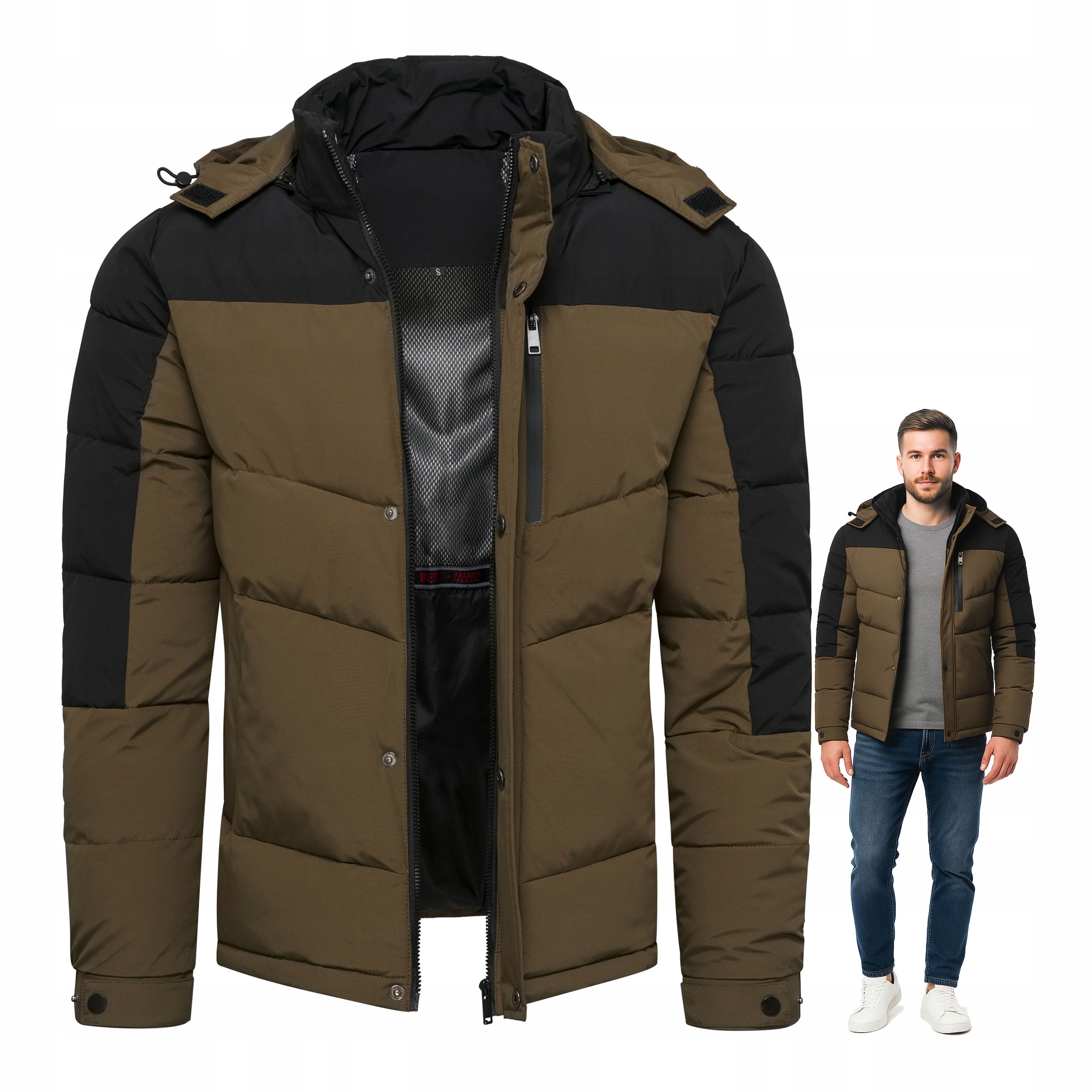 Zimní Bunda s odnímatelnou kapucí, prošívaná, zateplená, velikost XXL