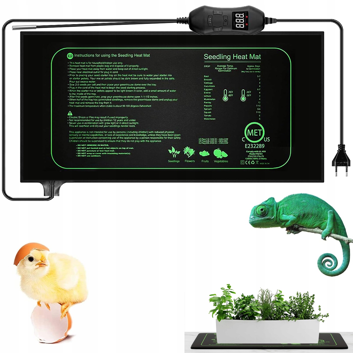 Levně Topný Rohož Do Terária Rostlin 24x52 cmTERMOSTAT Voděodolná