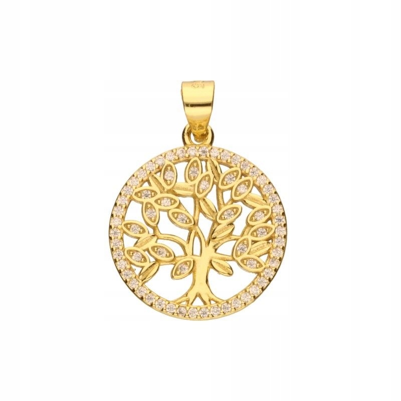 Dámský kulatý prolamovaný přívěsek z pozlaceného stříbra zirkony 23 mm