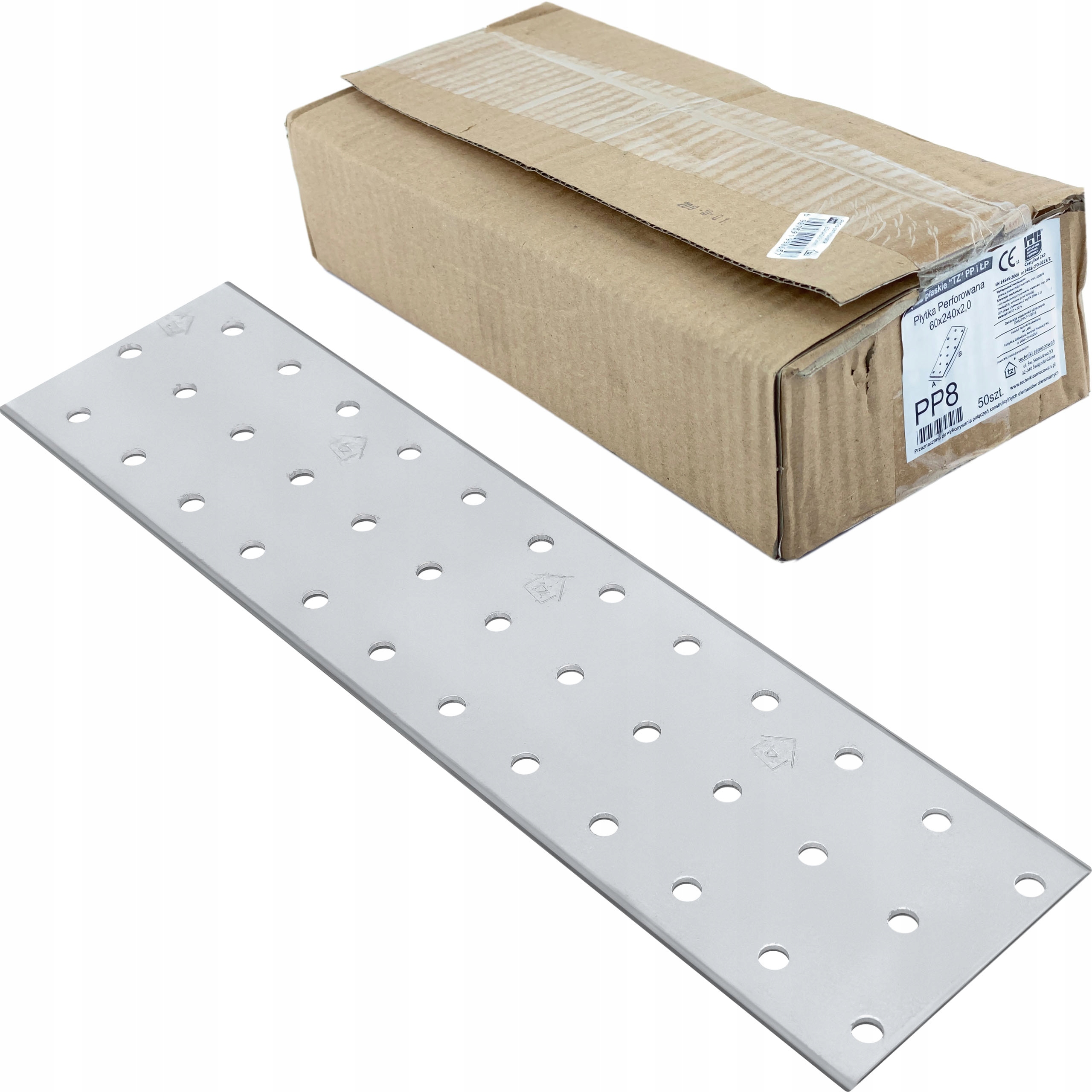 Perforované dlaždice 60x240 x 2 mm 50 ks Tesařské spojky ploché PP8