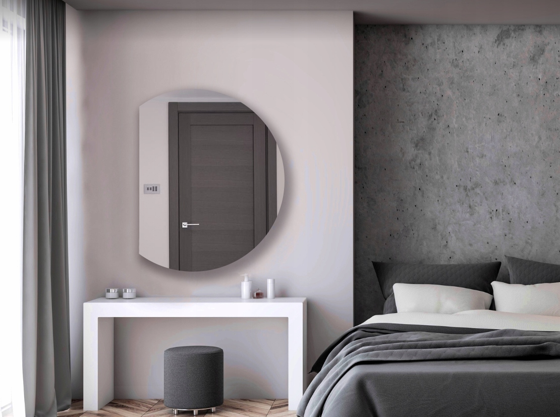 LUSTRO PÓŁOKRĄGŁE 90 SREBRNE BEZ RAMY ŚCIĘTY BOK Wysokość 900 mm