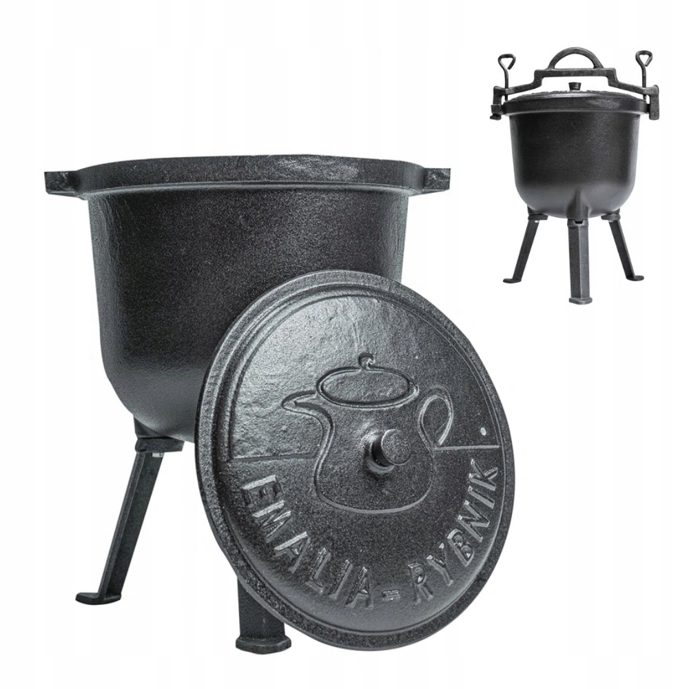 KOCIOŁEK ŻELIWNY MYŚLIWSKI GARNEK OGNISKO DUŻY 10L