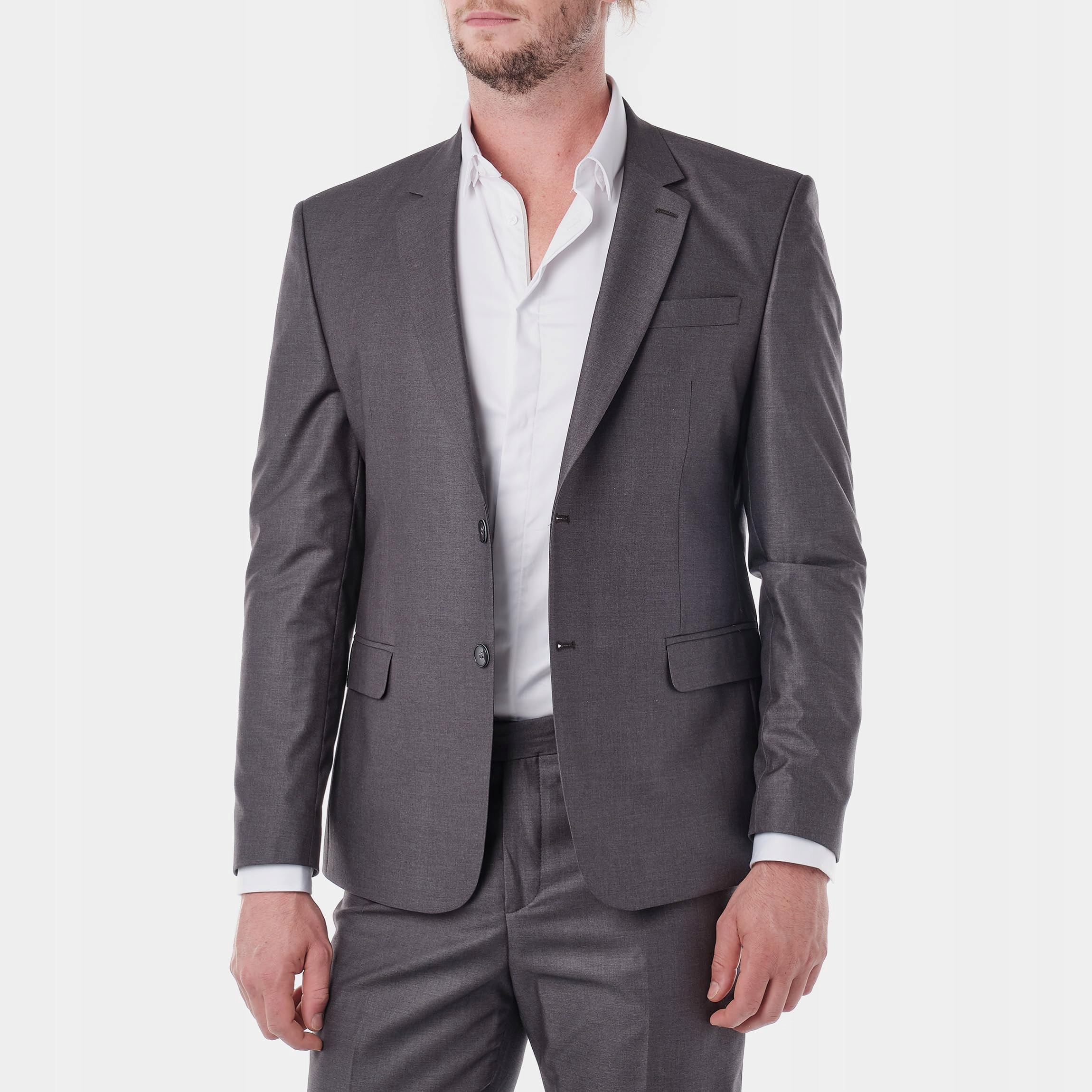 Hopenlife Elegantní Sako Slim Šedé S Kapsou 50 7CA