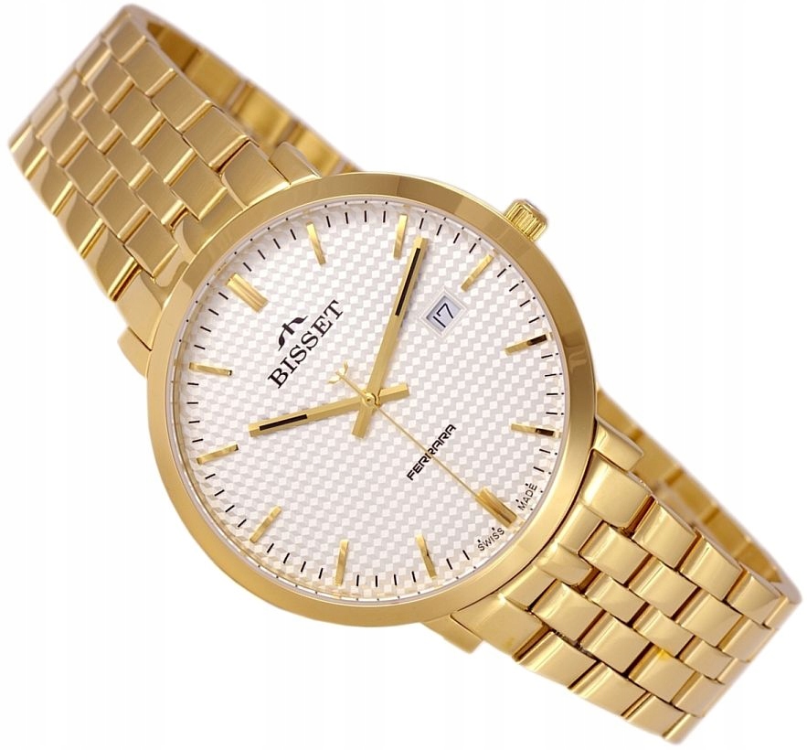 Švýcarské Zlaté Pánské Hodinky Bisset BSDE86GISX05BX Klasické Slim Krabička