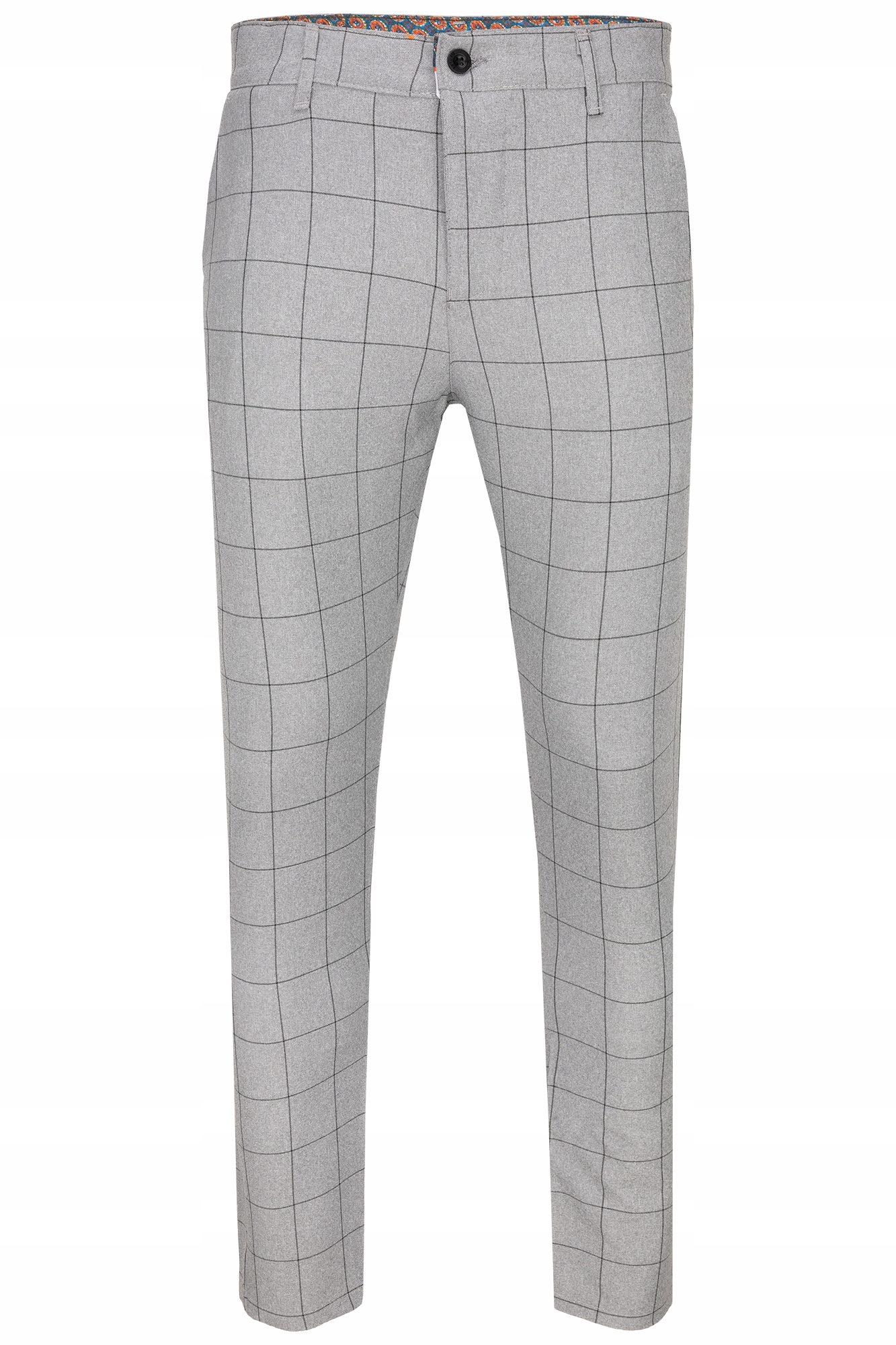 Pánské Kalhoty Světle Šedé S Černou Kostkovanou Slim Barvou, Elegantní Chinosy: 38