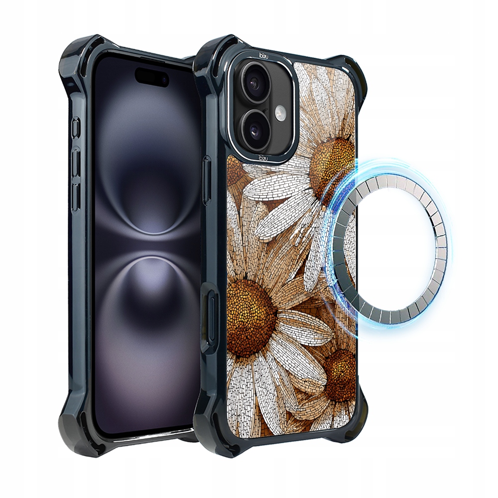 Pouzdro pro iPhone 16 Ibizu DropGuard Ultra s MagSafe, heřmánková mozaika