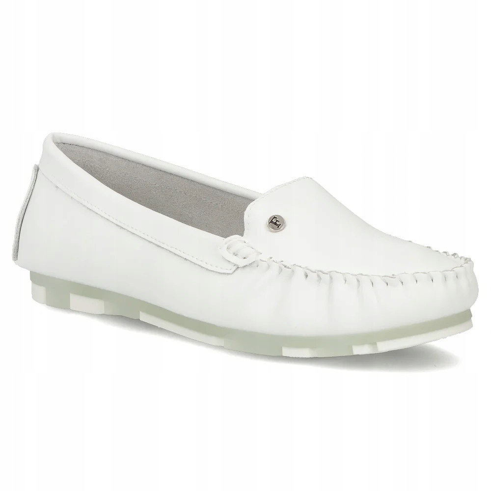 Buty damskie mokasyny półbuty skórzane Filippo lekkie białe r.39