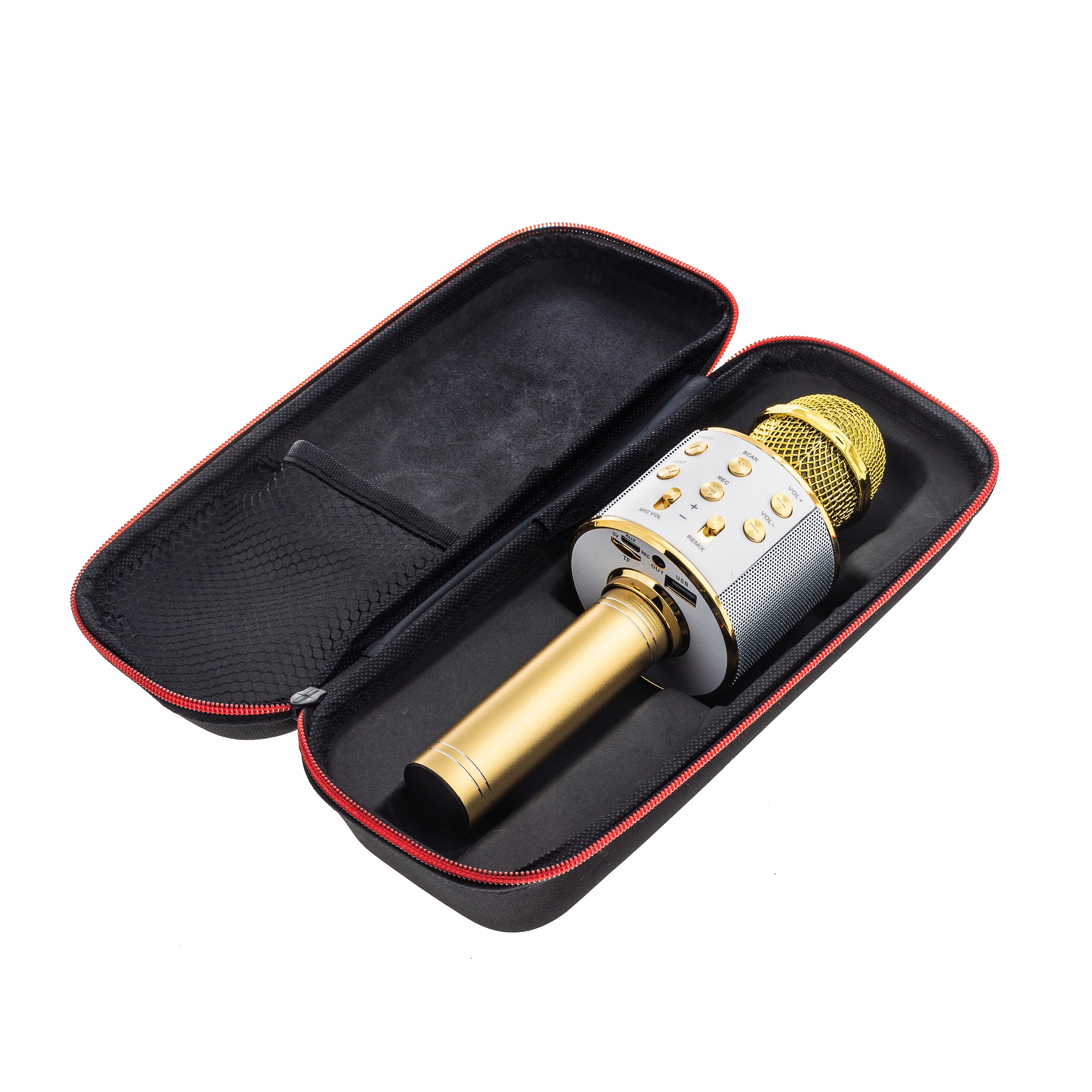 Mikrofon bezprzewodowy KARAOKE na prezent głośnik Bluetooth ZŁOTY + etui Marka APPIO