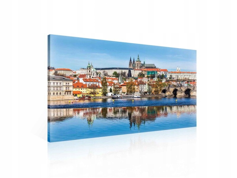 Obraz 100x75 Praha Most Karla Vltavy, zámek, katedrála, panoramatický odraz