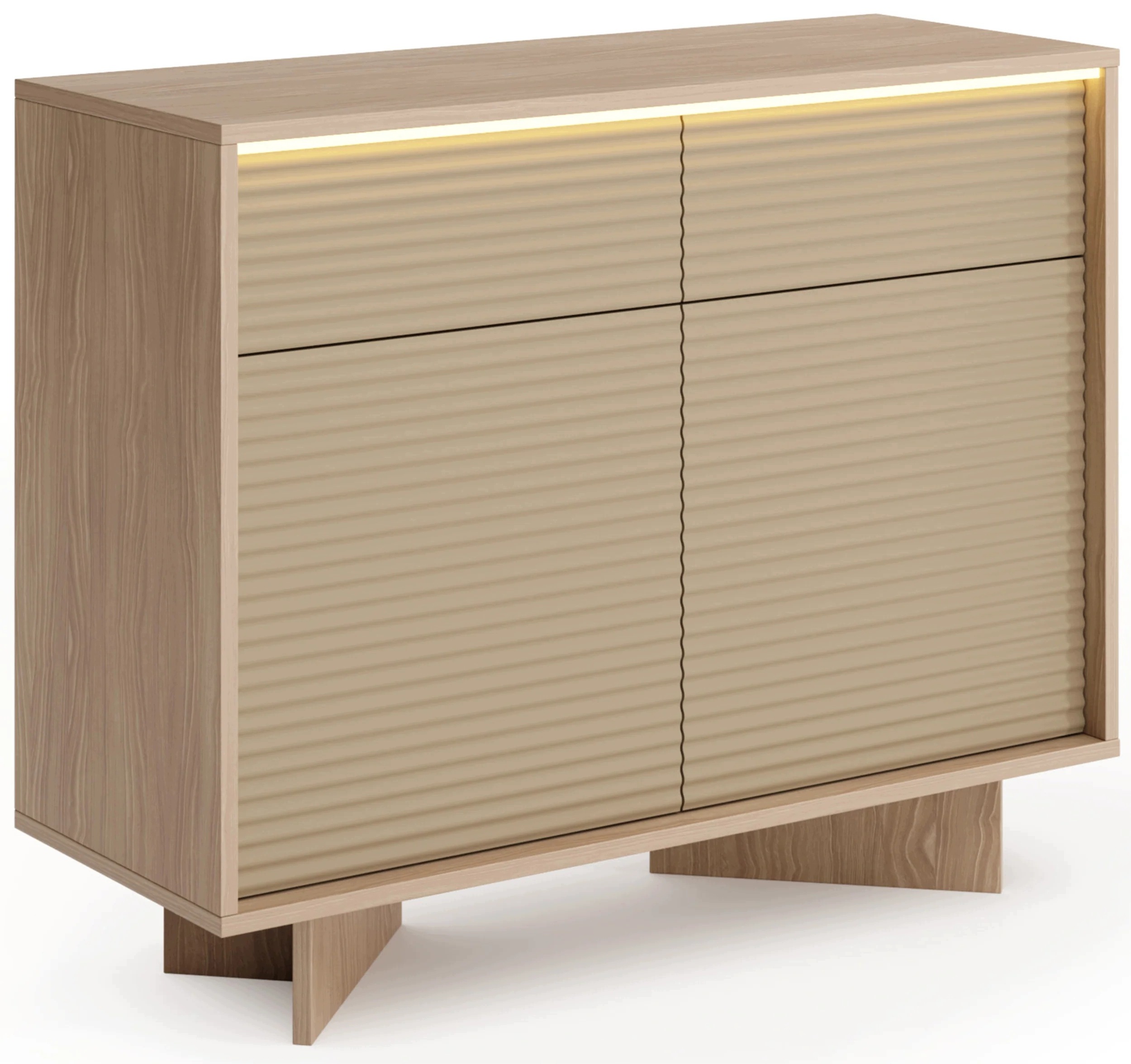 Dvoudveřová komoda Semi se dvěma Led zásuvkami 104 cm bolivar/cappuccino