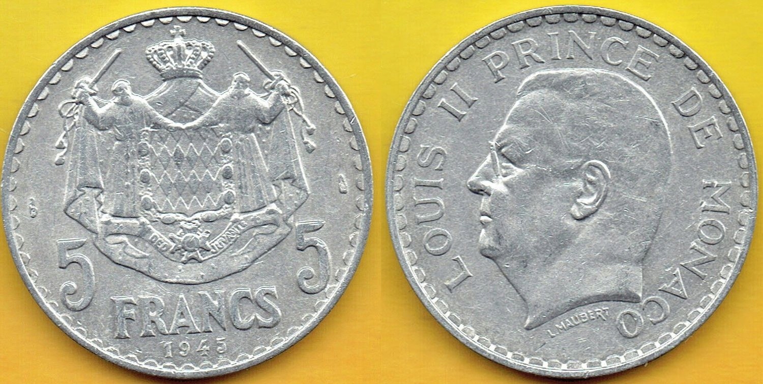 Монако 5 франков 1945-2