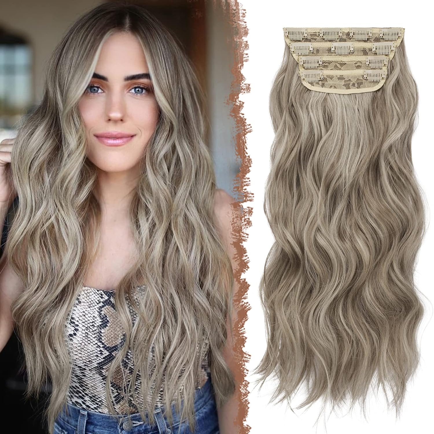 Příchytky Prodlužovací S Klipsami Clip in Feshfen 50 cm blond popelavě hnědá