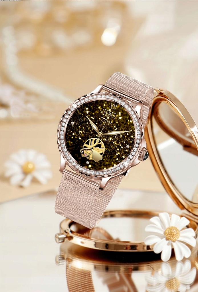 SMARTWATCH ZEGAREK DAMSKI ROZMOWY POŁĄCZENIA PULS CIŚNIENIE KROKI MENU PL Kompatybilność systemowa Android iOS