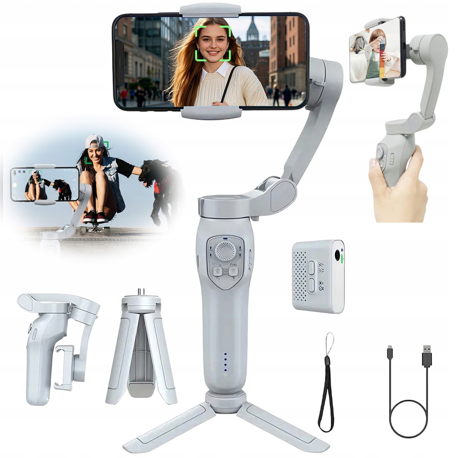 Stabilizátor 3-OSÝ Pro Smartphone S Ai Trackerem Aplikace Gimbal Pro