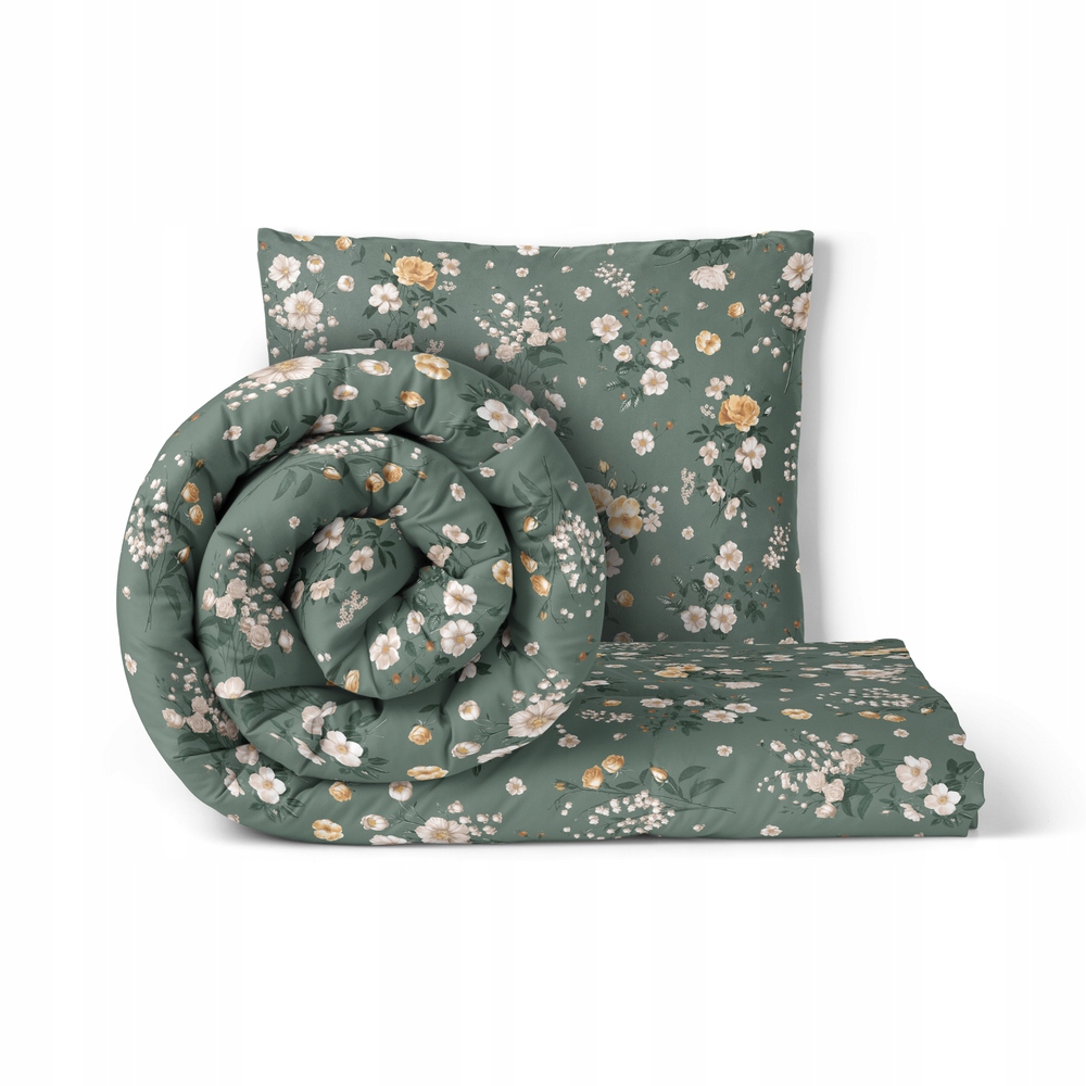 Povlečení 140x200 cm, 70x80 cm, 140 g/m2, bavlna 100% Konvalinky Zeleň