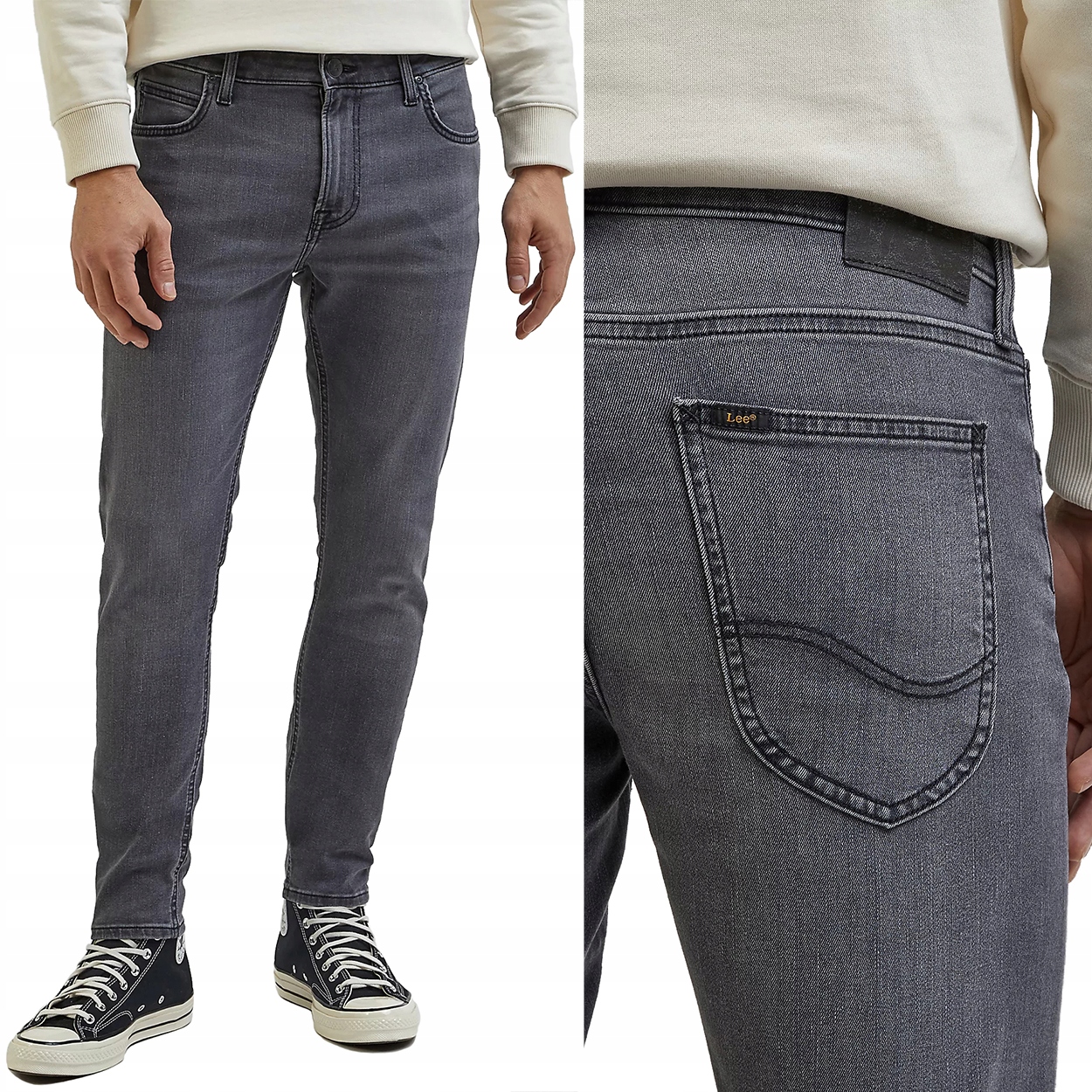 Lee Malone skinny Darkness DžINS šedé džínové kalhoty s trubičkami W28 L30