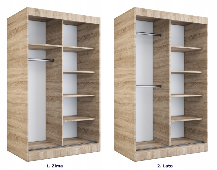 BIAŁA SKANDYNAWSKA SZAFA PRZESUWNA Z LUSTREM 120CM Kolekcja elior