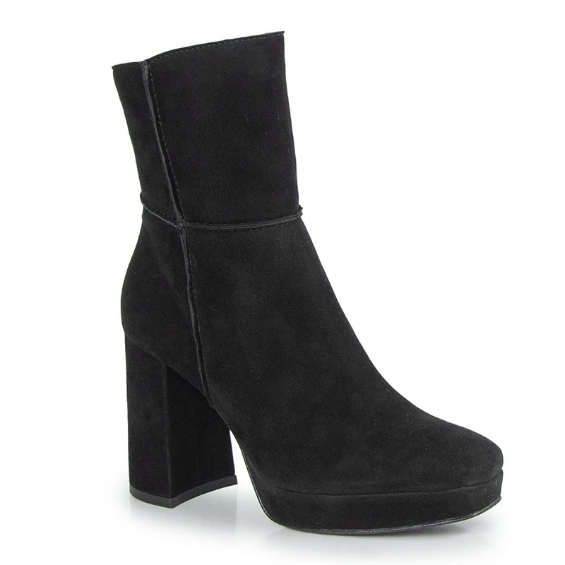 Simen 4774A Kotníkové Boty Sloupek Semišová Kůže Černá 37