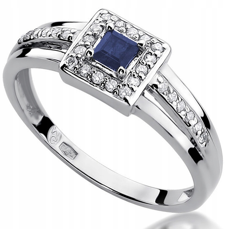 

Pierścionek Złoty Z Szafirem I Brylantami 0,14ct
