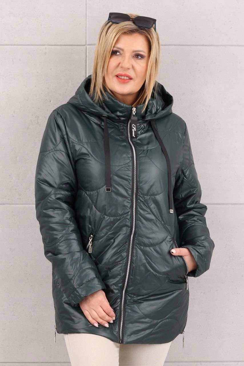 PIKOWANA KURTKA DAMSKA LEKKA PRZEJŚCIOWA Z KAPTUREM DUŻE ROZMIARY Rozmiar 48