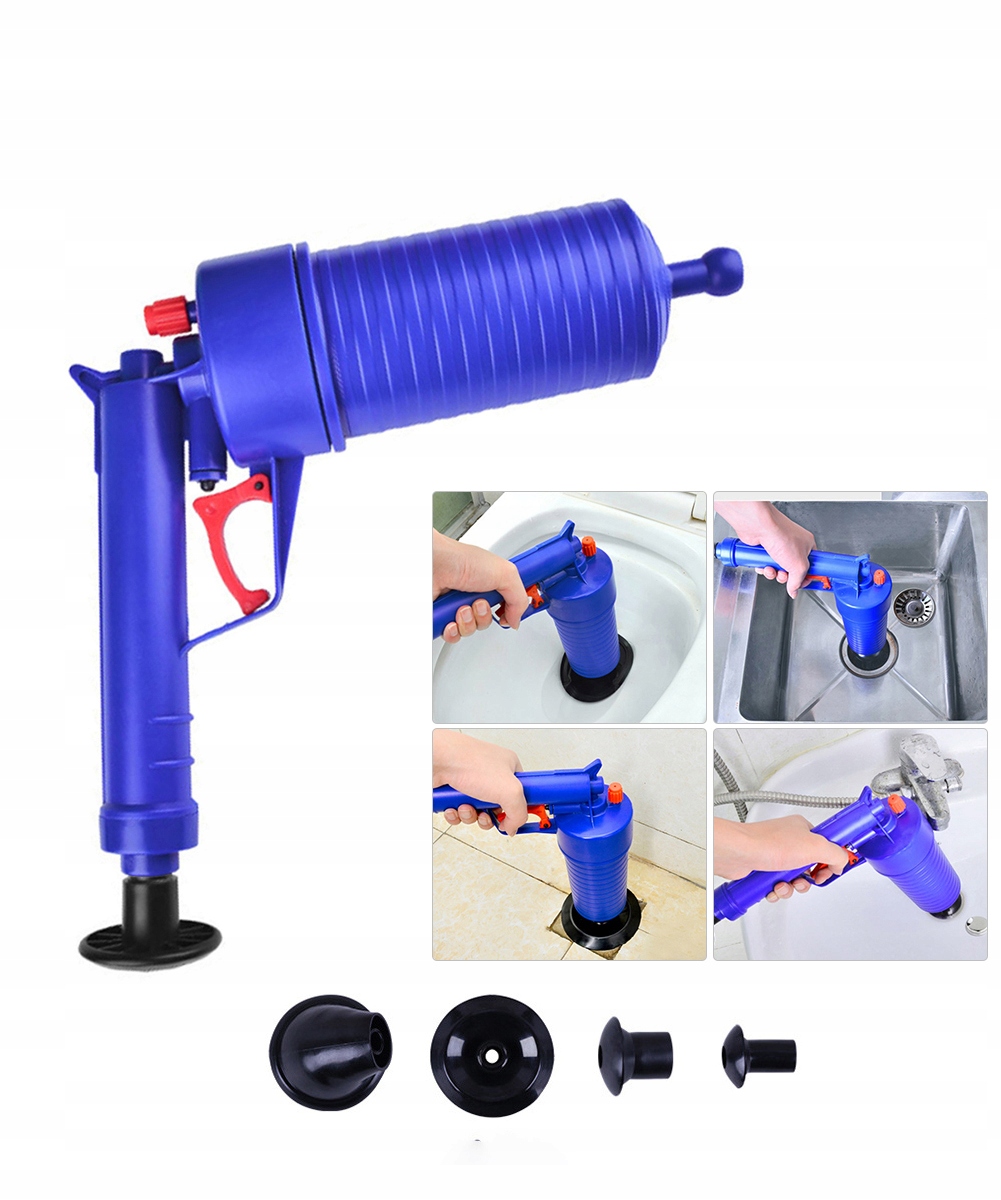 PISTOLET DO UDRAŻNIANIA PRZEPYCHANIA RUR TOALET ZLEWU PRZEPYCHACZ WC ZESTAW Marka bez marki