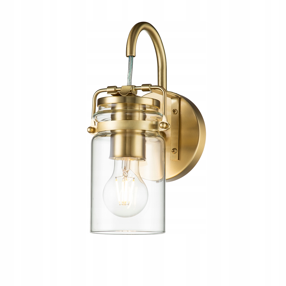 Závesná nástenná lampa vintage retro zlatá so skleneným tienidlom Kichler