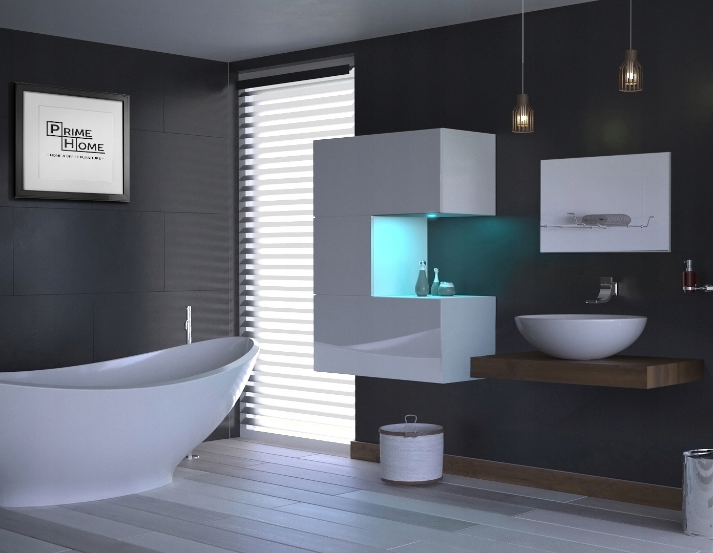 Zestaw mebli łazienkowych szafki meble łazienkowe wiszące lustro A46