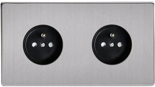 Gniazdo podwójne z/u Varilight Monolit stal szczotkowana