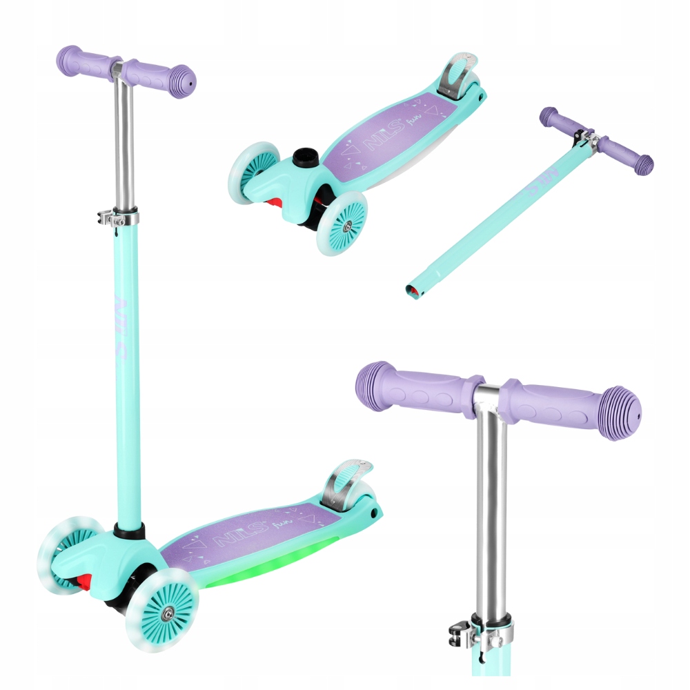 Hulajnoga Trójkołowa Dla Dziewczynki Balansowa Kauczukowe Kółka Led Nils