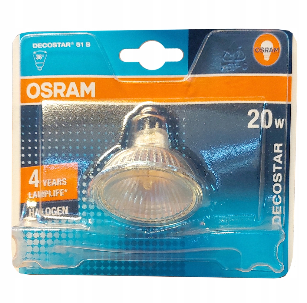

Żarówka Halogenowa Osram 20W 46860 GU5,3 MR16 12V
