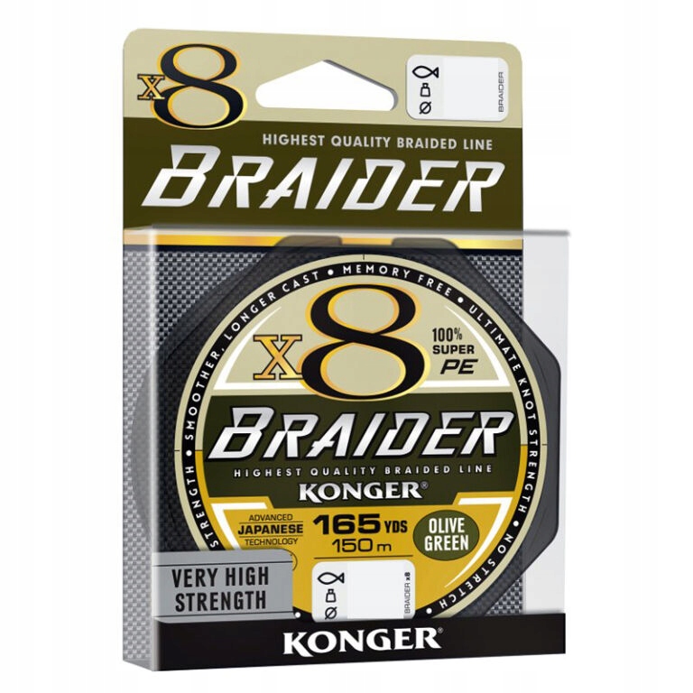 Konger Plecionka X8 Braider Olive Green 0,14mm 150m