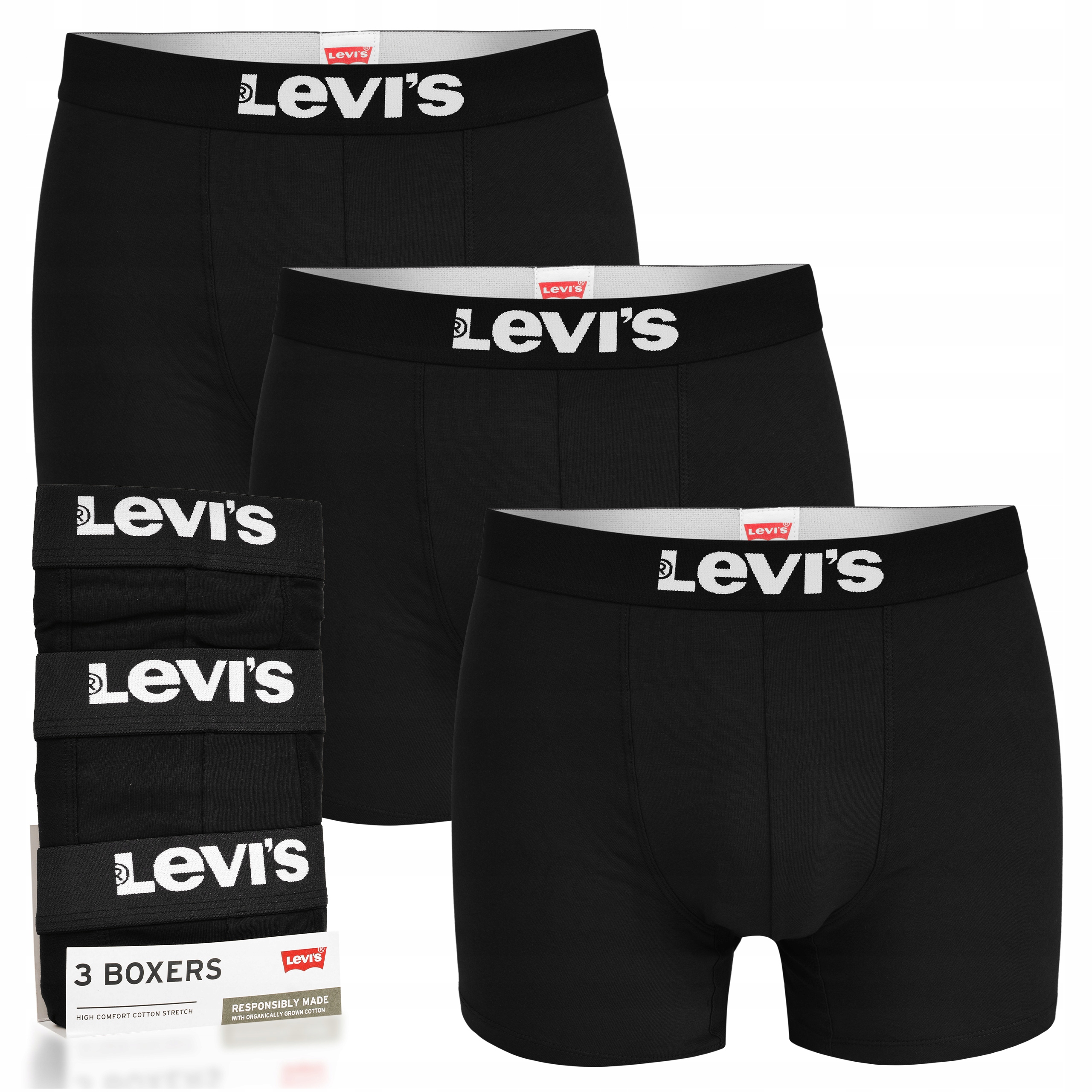 Levi's Pánské boxerky Slipy Černá Logo Bavlněné 3 Pak Velikost XL