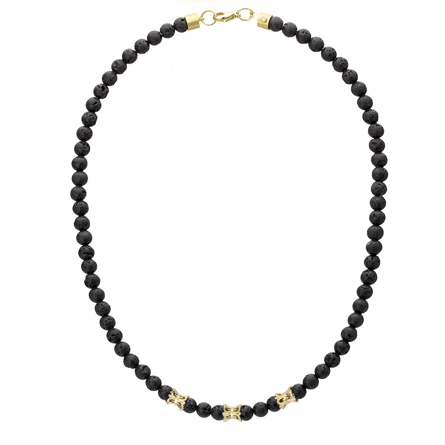 Pánský náhrdelník Manoki černá vulkanická láva ocel 316 l 45 cm