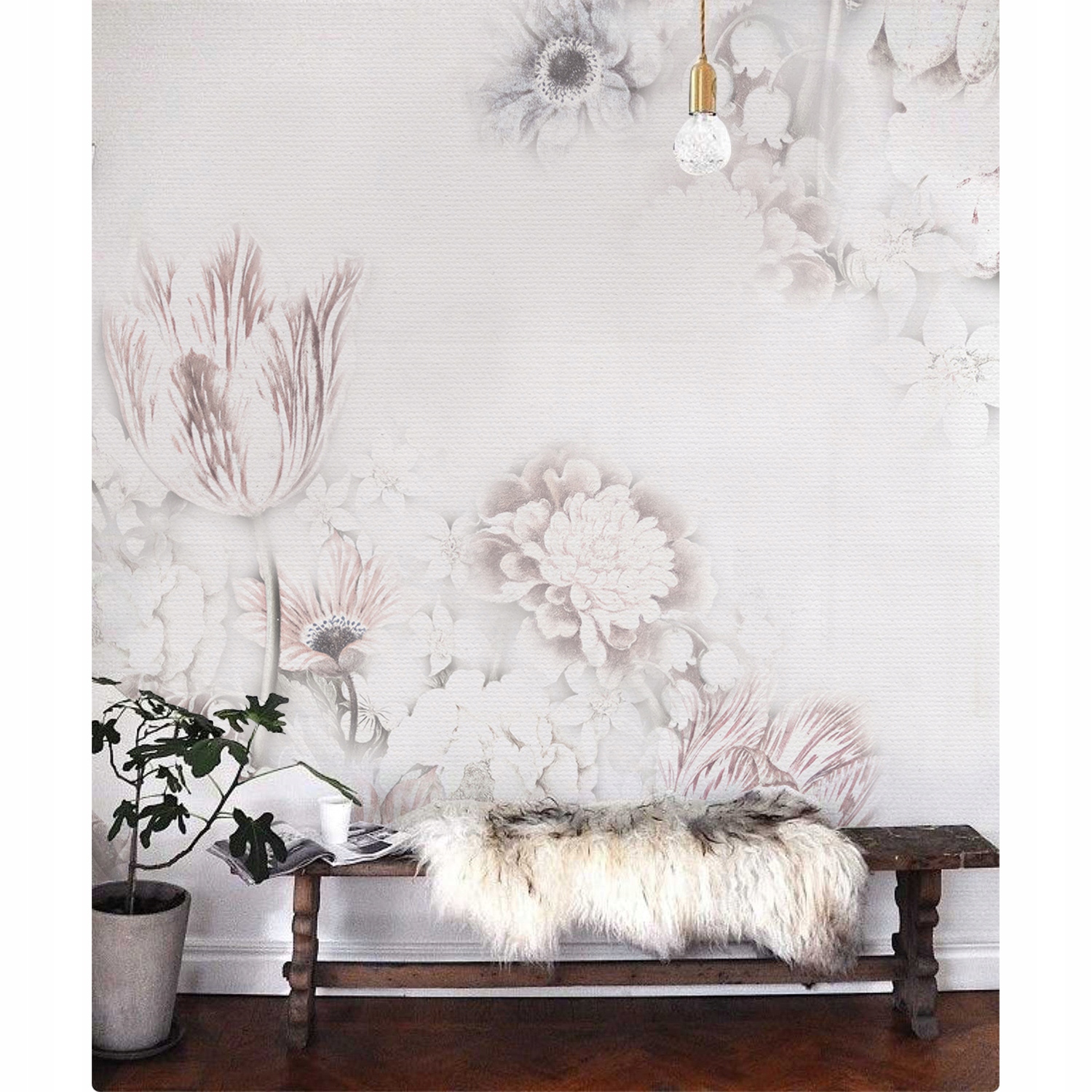 

Fototapeta ścienna Biały vintage kwiaty 250x104 cm
