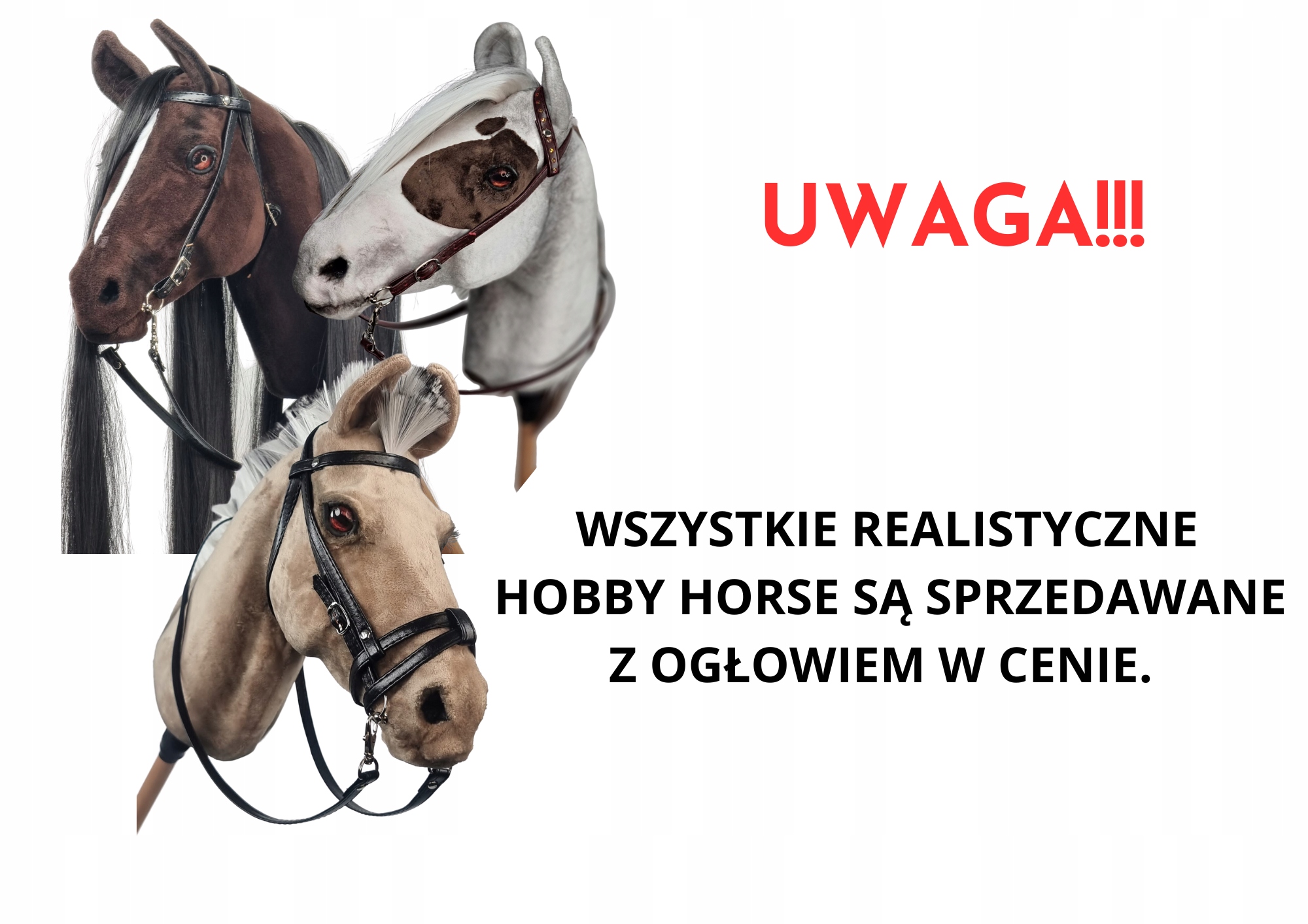 REALISTYCZNY HOBBY HORSE – CIEMNY BRĄZ Z CZARNA GRZYWĄ KOŃ NA KIJU r. A4 Rozmiar inny