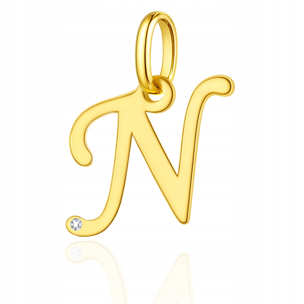 Zlatý Přívěsek S Briliantem AU585 Písmeno N