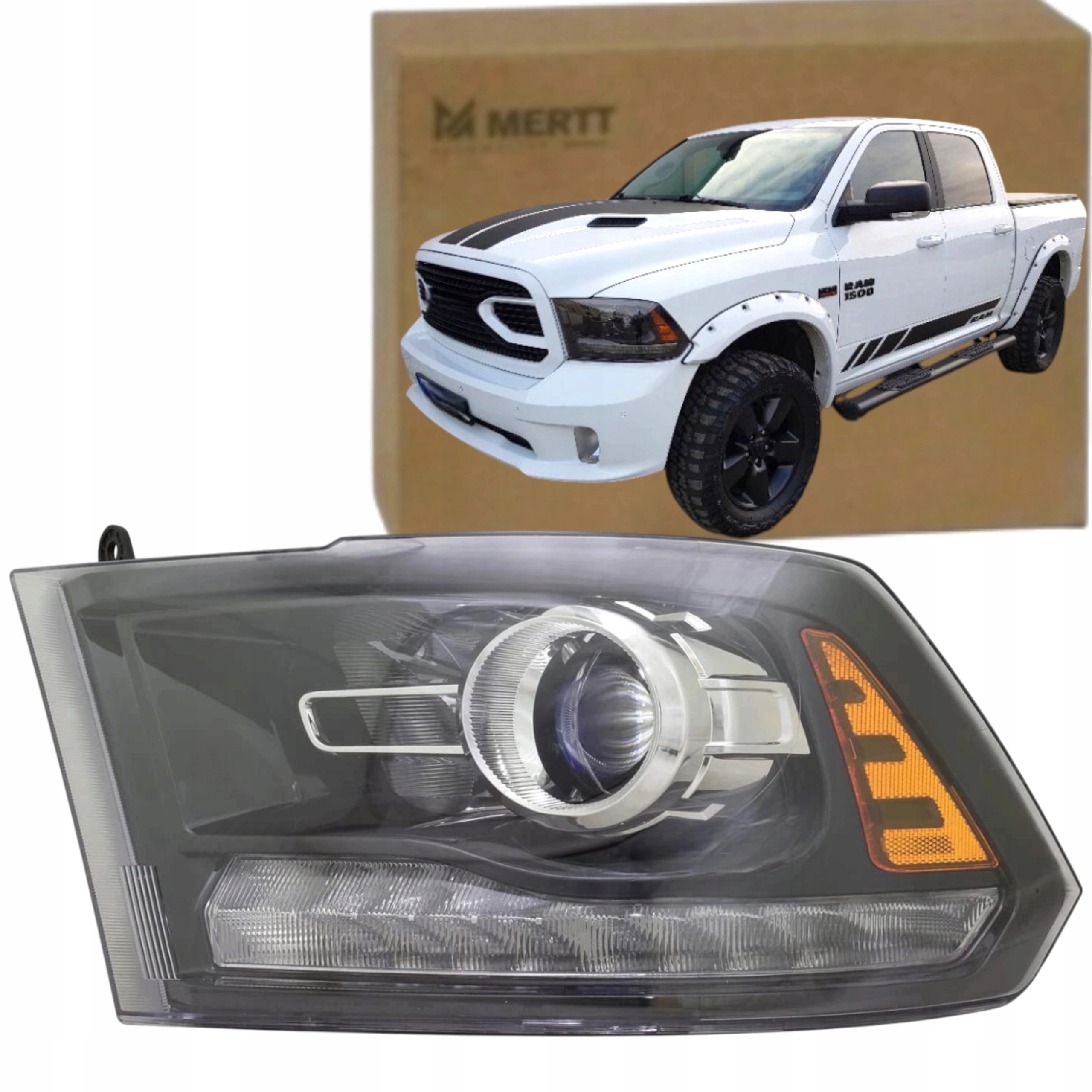 Levý Světlomet Přední Světlo Černé 68274985AA Dodge Ram 2013-2018