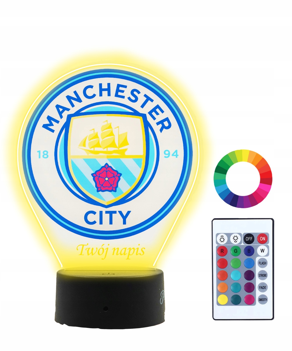 

Lampka Nocna z Nadrukiem 3D Led Manchester City