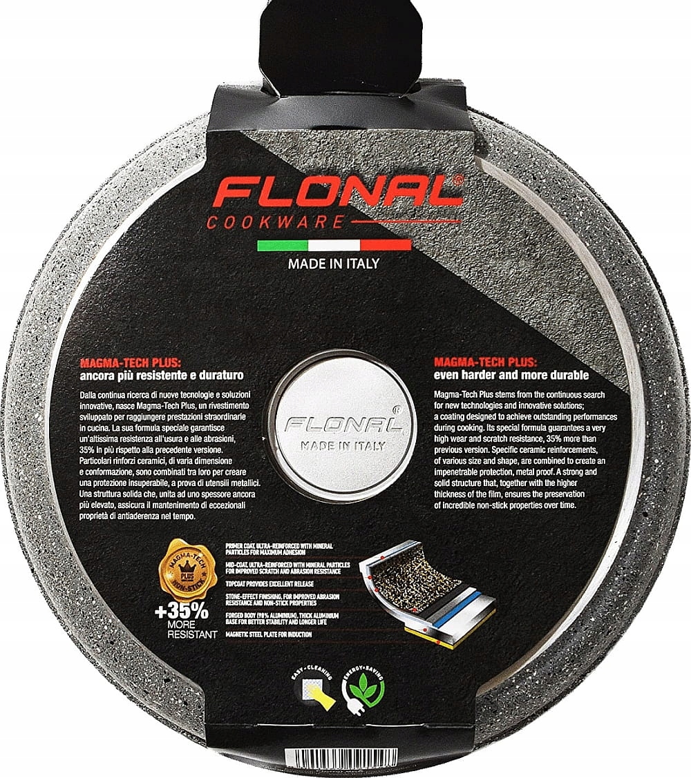 Patelnia Wok Non-Stick Na Indukcję Szara 28cm FLON Kolor odcienie szarości