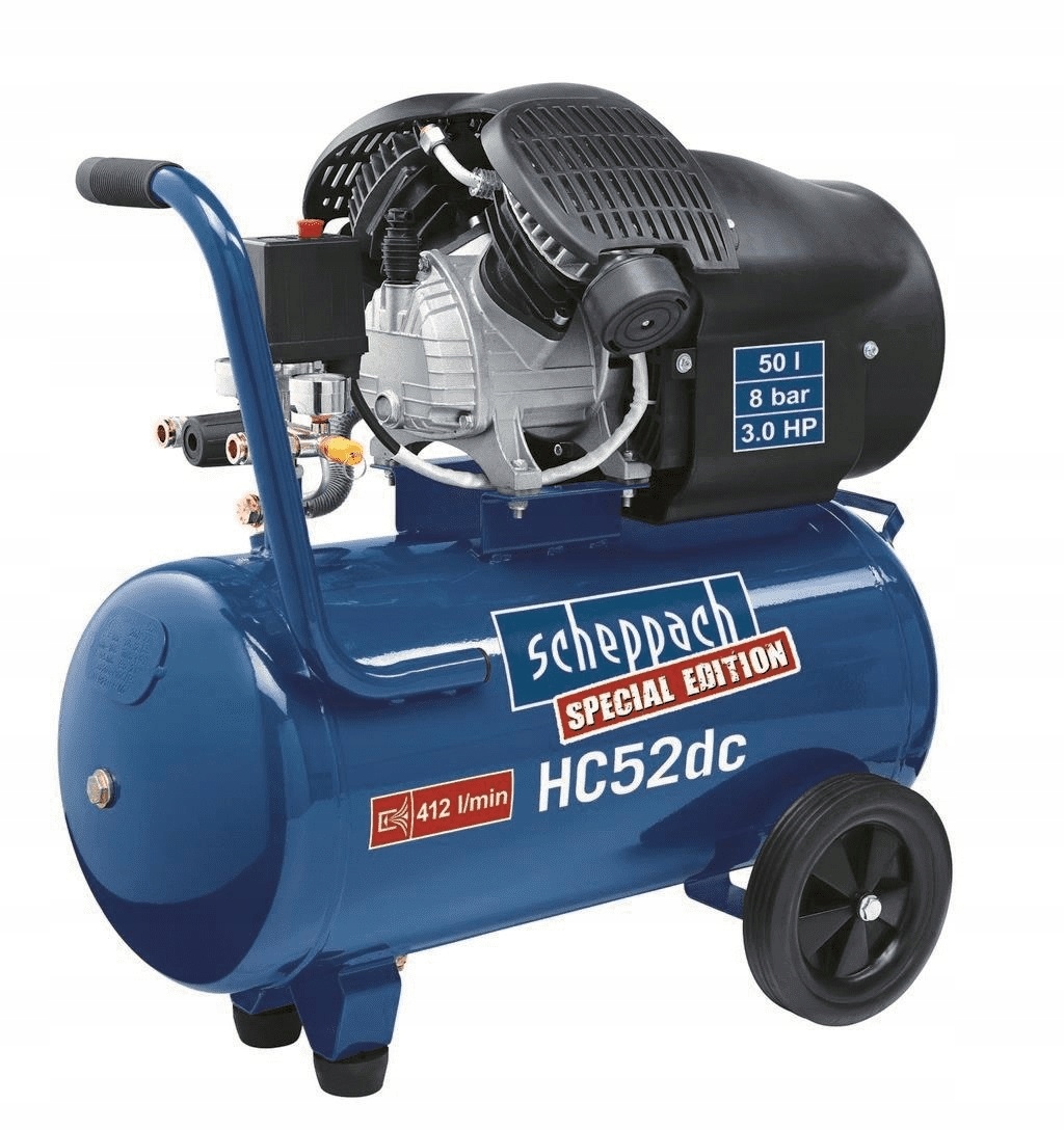 KOMPRESOR SPRĘŻARKA Scheppach HC52DC 8bar 50l 3KM Zasilanie sieciowe