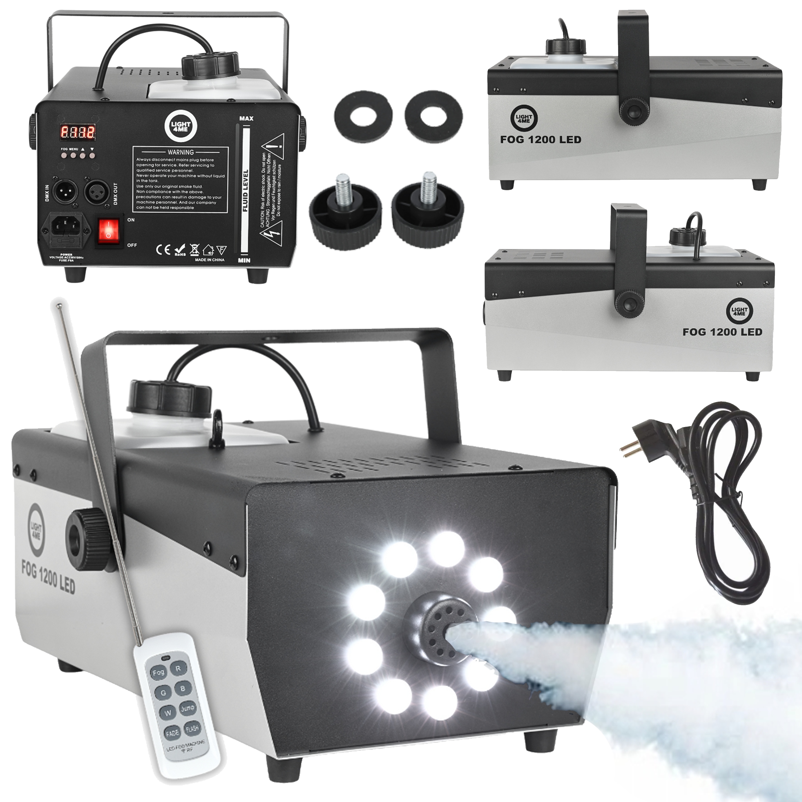 Generátor Dymu Hmla Dymovač 9 Led Diód Rgbw LIGHT4ME Fog Led 1200W Diaľkový Ovládač