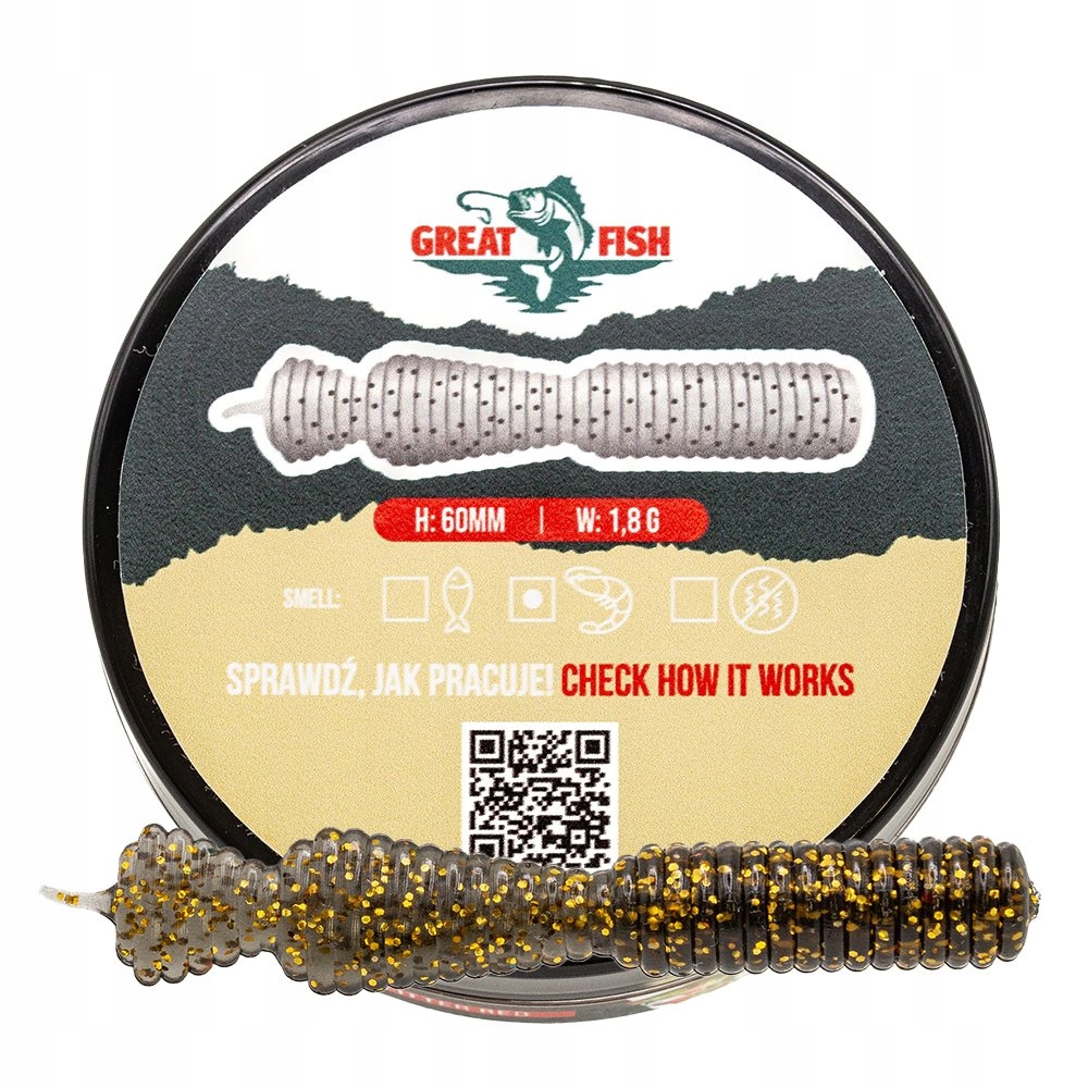Great Fish GF2 Leech Shrimp Scent 60mm 1,8g Black&gold 10szt.