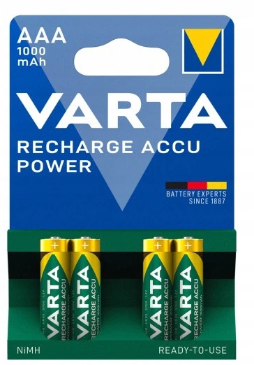 4x Akumulatorki Varta AAA R3 1000 mAh NI-MH ready 2use