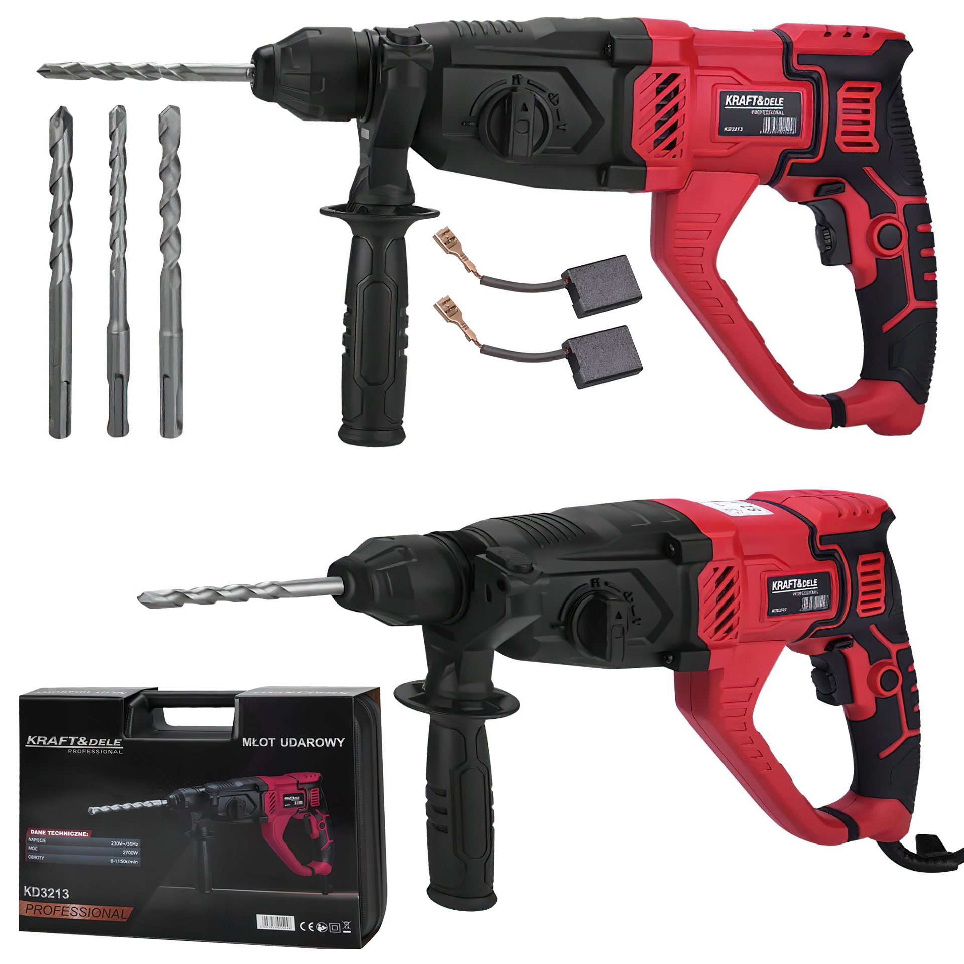 Příklepové kladivo 2700W 230V Sds-plus 1150 Rpm 3v1 Kraft&Dele