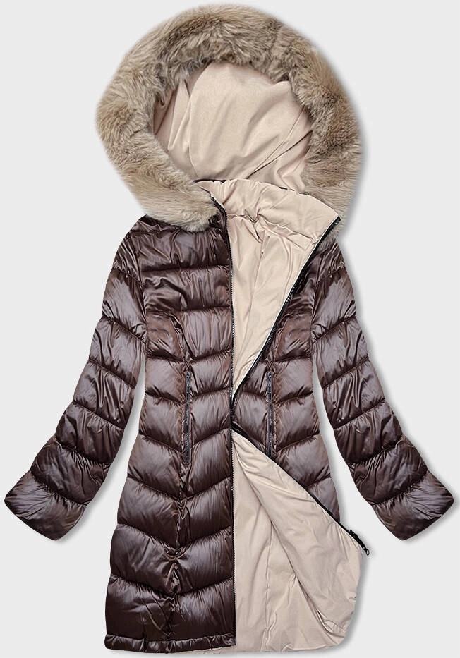 Zimní Bunda Kapuce B8202 Hnědá XL (42)