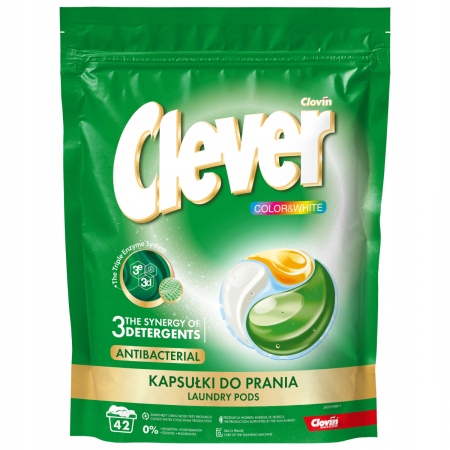 

Clever Kapsułki Do Prania Koloru i Białego 42x 18g