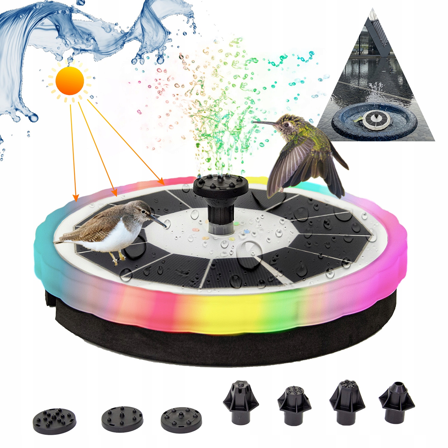 Fontanna Solarna Led Ogrodowa Sunlight do oczka wodnego stawu pływająca