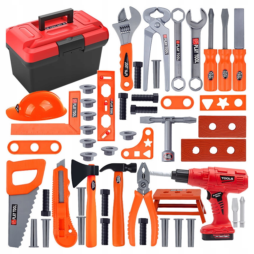 ZESTAW MAJSTERKOWICZA SKRZYNKA Z NARZĘDZIAMI DLA DZIECI ZESTAW WKRĘTARKA