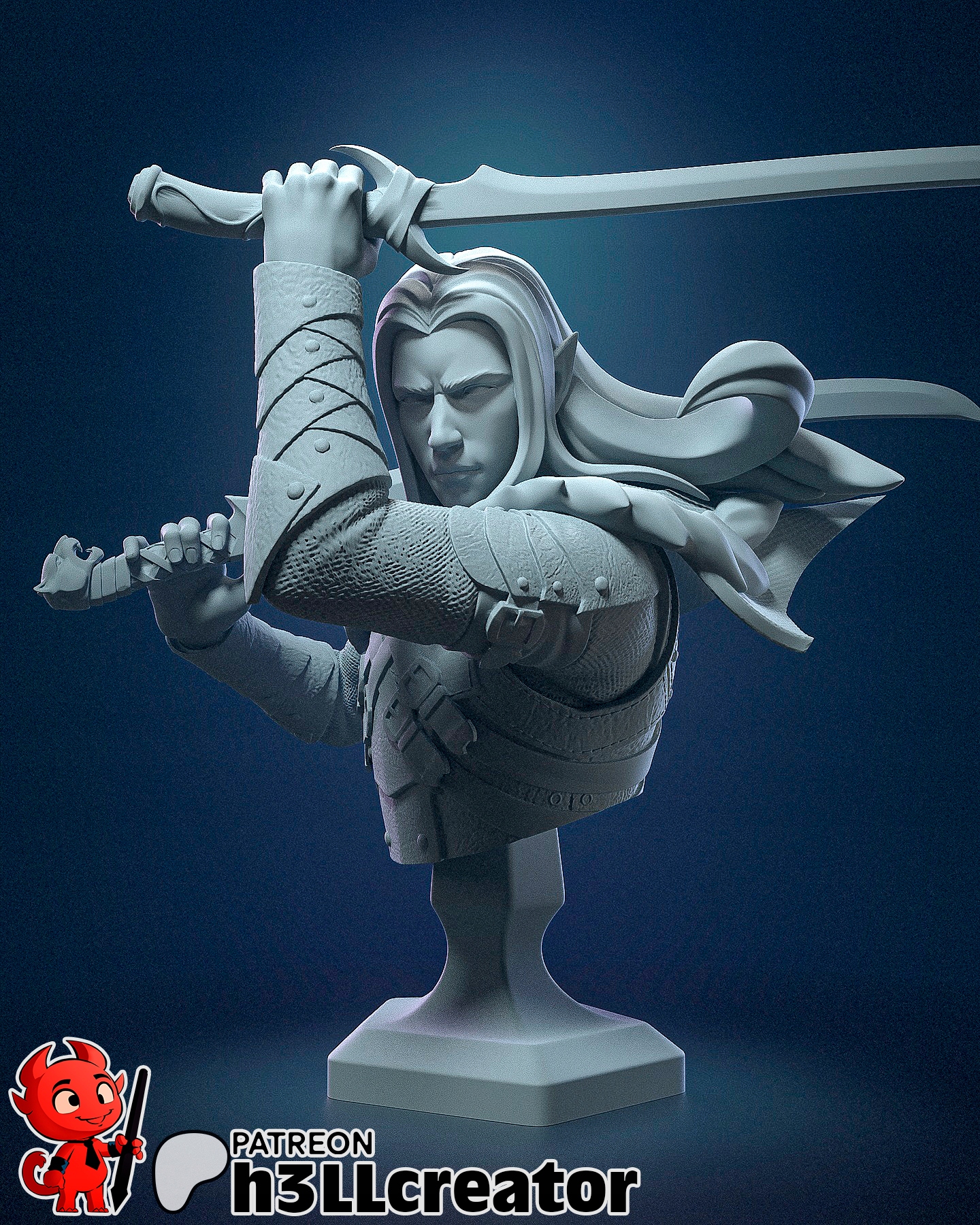 Figurka Drizzt Do'Urden Dungeons & Dragons Busta h3LL creator Tisk 12K